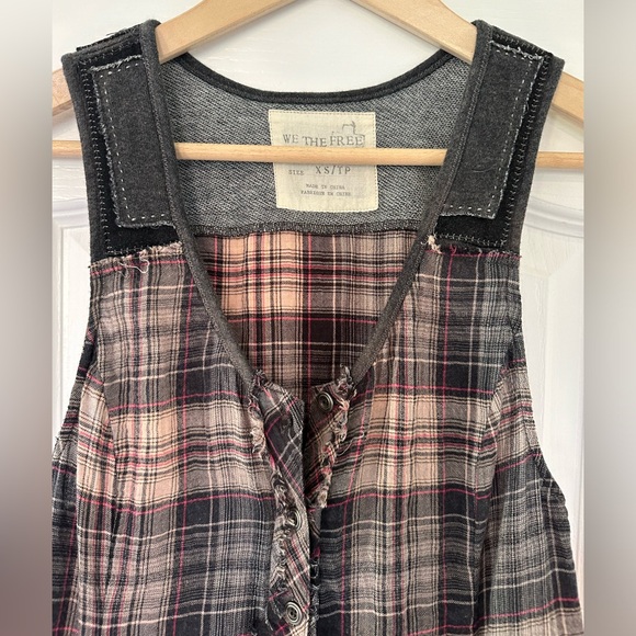 We The Free 90s Button Front Plaid Dress with Lace Up back - Picture 6 of 11